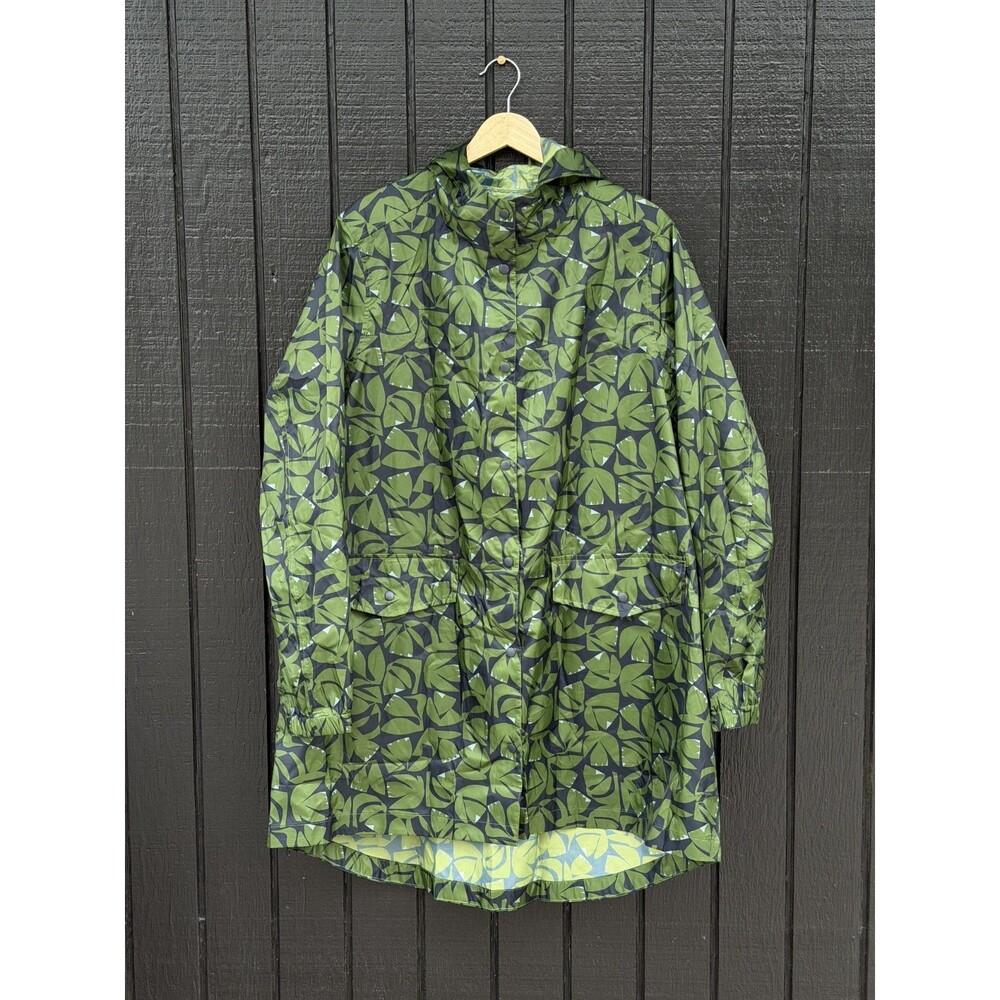 Seasalt Cornwall Pack it Waterproof Rain Jacket Sz 12-14 Green Houseplant Print